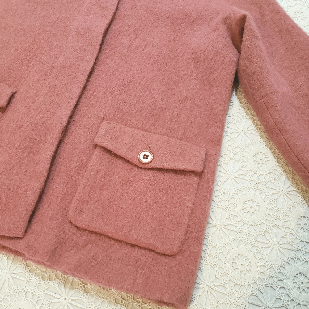 Talbots Wool/Aalpaca/Mohair Coat, Pink, Sz Lg - Picture 7 of 8
